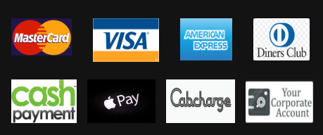 Accepted payments: Mastercard, Visa, American Express, Diners Club, Cash, Apple Pay, Cabcharge, Corporate Account